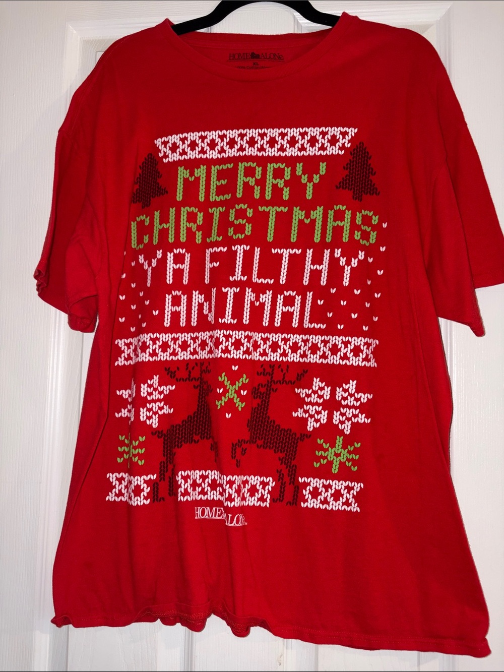 Red 'Merry Christmas Ya Filthy Animal' Holiday Graphic Tee